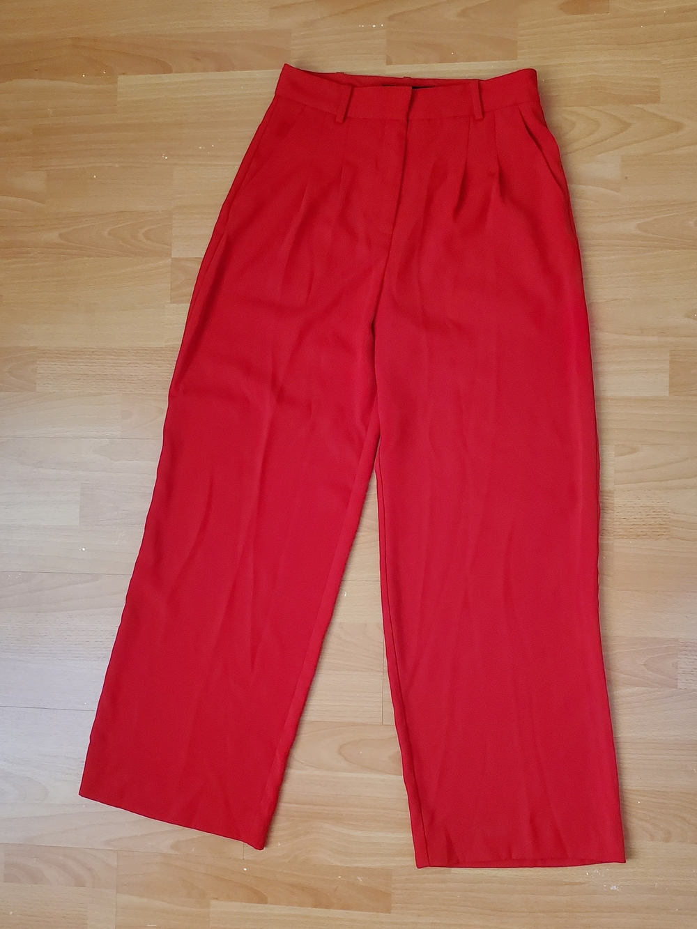French Connection Harry Suiting Red High-Waist Wide Leg Trousers